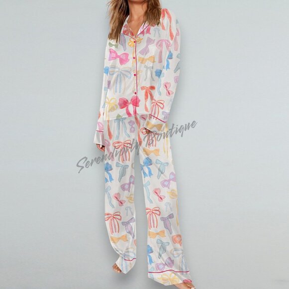 Other - Luxurious Pretty Slouchy Oversized Soft Silky Pastel Wide Leg 2pc Pajama Set